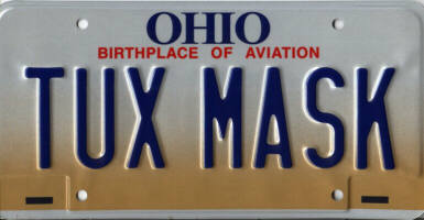Ohio license plate: TUX MASK